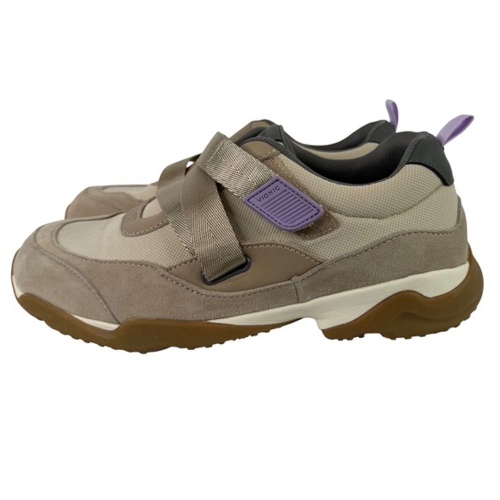 Vionic Rechelle Tan Beige Lavender‎ Hook Loop Walking Sneakers Mens 10.5